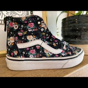 VANS Kids Black Floral Sk8-Hi Zip Sneakers